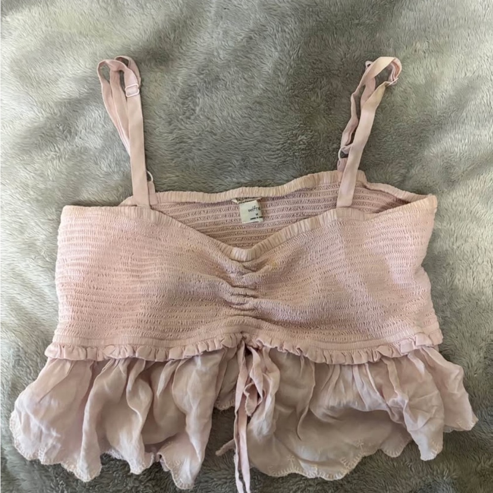 Wilfred Blush Ruffle Crop Top